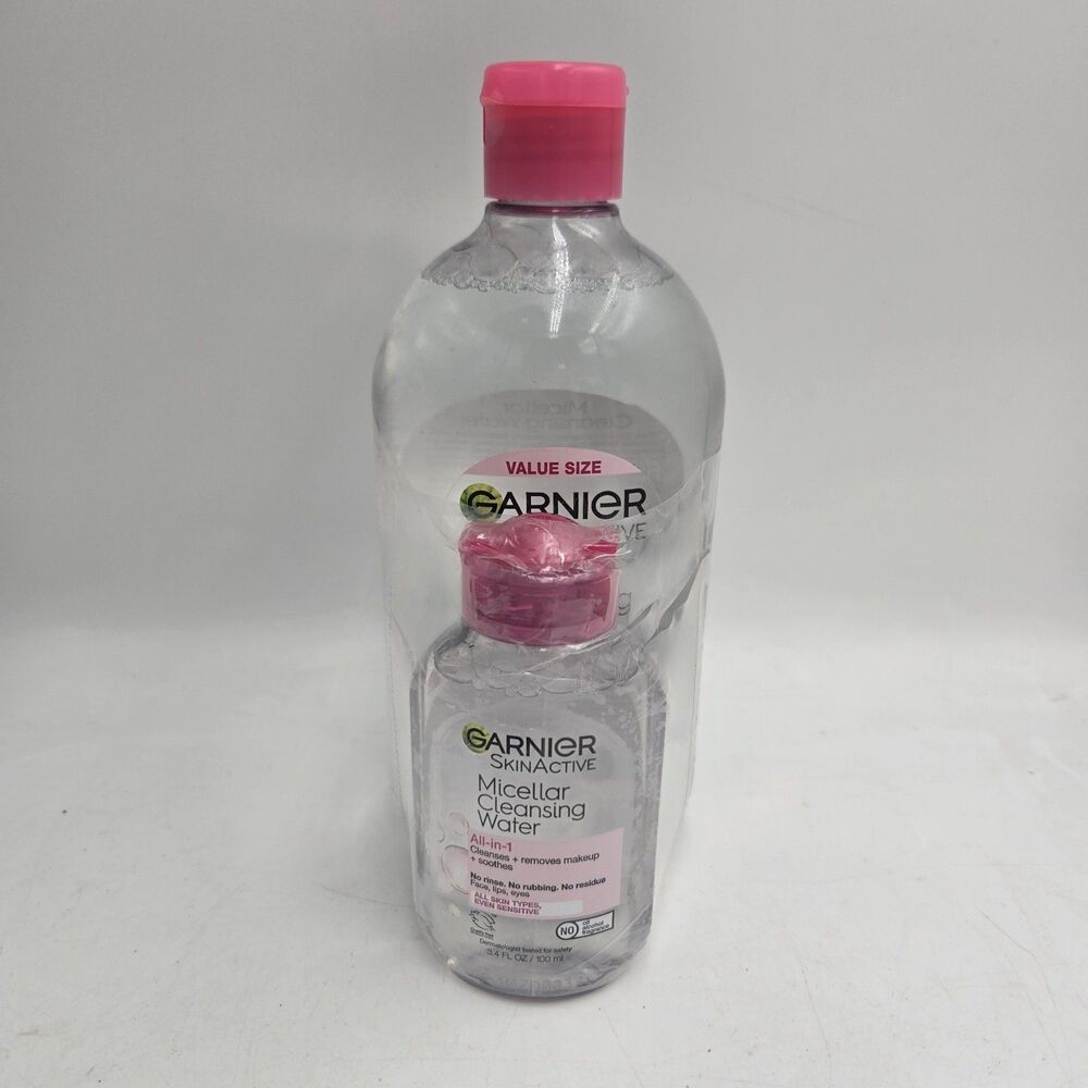 Garnier SkinActive Micellar Cleansing Water Value Size + 3.4 oz Travel New